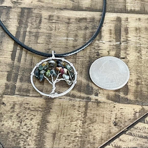 35mm Black Tourmaline Wire Wrap Pendant Necklace - Picture 3 of 4